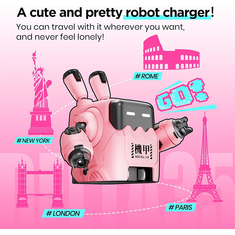 خرید شارژر GravaStar Delta35 - دارای دو شاخه و سه شاخه - صورتی